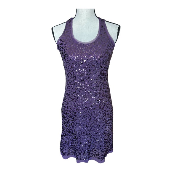 Max Studio Womens Mini Dress Purple Sequins Sleeveless Racerback Tank Dress S - Picture 1 of 11